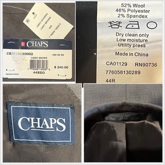 New Chaps Performance 44R Light Brown Nealhead Blazer Jacket Stretch Comfort - Picture 14 of 14